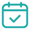 calendar checkmark teal icon