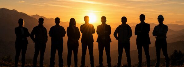 Group,Of,Professionals,Standing,Together,Outdoors,At,Golden,Hour,,Silhouette Group,Of,Professionals,Standing,Together,Outdoors,At,Golden,Hour,,Silhouette